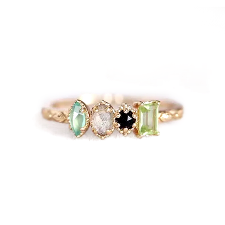 Personalisierter Familienring mit mehreren Steinen für Oma und Mama, Vintage-Milgrain-Ring